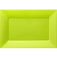 Bandeja plástica rectangular verde, 3 piezas