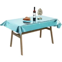 Mantel metalizado celeste, 137x274 cms