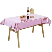 Mantel Plástico Metalizado Rosado 137 x274cm