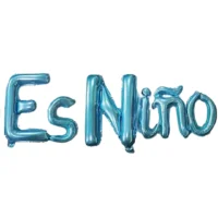 Globos metálico de letra es niño azul, 2 piezas