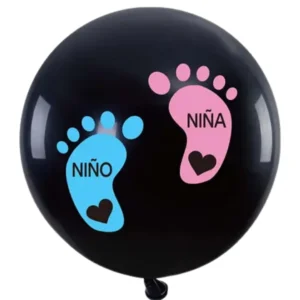 Globo Latex Negro Revelación Niño o Niña, 45 cm