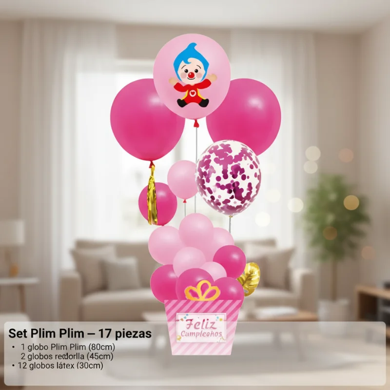 Set de Globos Plim plim 17 piezas Rosado - Imagen 4