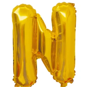Globo Metálico Letra N dorada 16"