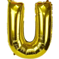 Globo Metálico Letra U dorada 16"