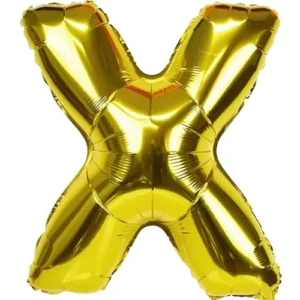 Globo Metálico Letra X dorada 16"