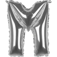 Globo Metálico Letra M plateada 16"