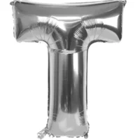 Globo Metálico Letra T plateada 16"