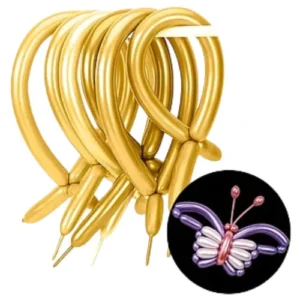 Globos largos o flexia, Dorados, 30 cms, 20 piezas