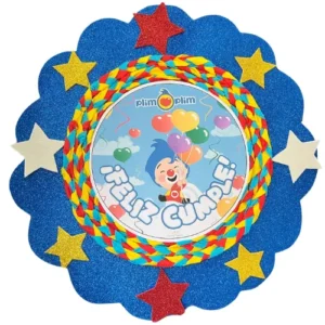 Piñata Redonda Plim plim Celeste 40 Cm Diámetro