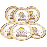 Plato Bautizo Angelita Rosa, 18 cms, 6 Piezas