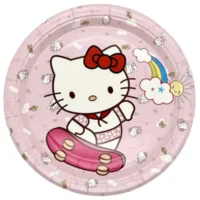 Platos Cartón Hello Kitty, 18 cm, 6 Piezas