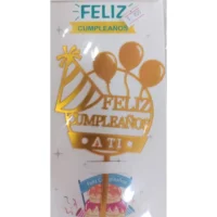 Topper Dorado Feliz  Cumpleaños a Ti