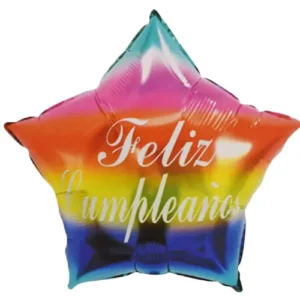 Globo metálico feliz cumpleaños estrella multicolor 45cm