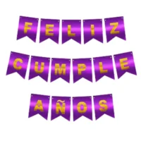 Guirnalda Feliz Cumpleaños Morada Brillante