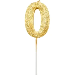 Vela de número 0 Dorado con Glitter