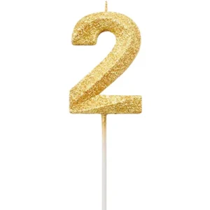 Vela de número 2 Dorado con Glitter