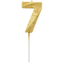 Vela de número 7 Dorado con Glitter