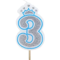 Vela numero 3 corona Azul