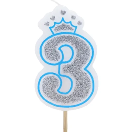 Vela numero 3 corona Azul