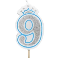 Vela numero 9 corona Azul