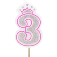 Vela numero 3 corona Rosa