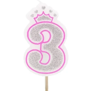 Vela numero 3 corona Rosa