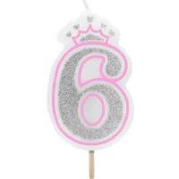 Vela numero 6 corona Rosa