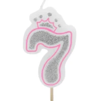 Vela numero 7 corona Rosa