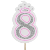 Vela numero 8 corona Rosa
