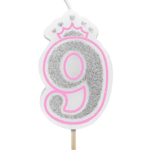 Vela numero 9 corona Rosa