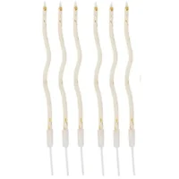 Velas curva 6un 16cm, blancas con dorado