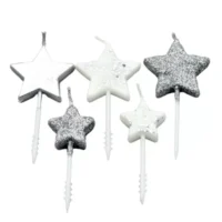 Velas Estrellas Plateadas/Blanco x 5 Piezas