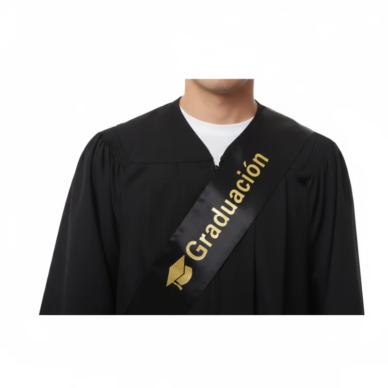 Banda «Graduación» color negra — Sash elegante ajustable - Imagen 2