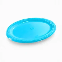 Bandeja plástica ovalada celeste, 5 piezas, 30 cms