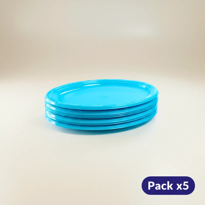Bandeja plástica ovalada celeste, 5 piezas, 30 cms - Imagen 2
