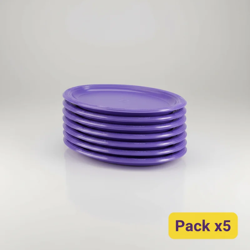 Bandeja plástica ovalada lila, 5 piezas, 30 cm - Imagen 2