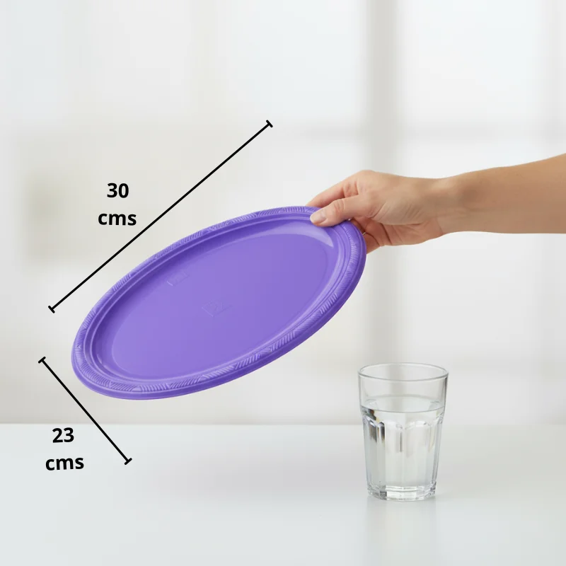 Bandeja plástica ovalada lila, 5 piezas, 30 cm - Imagen 3