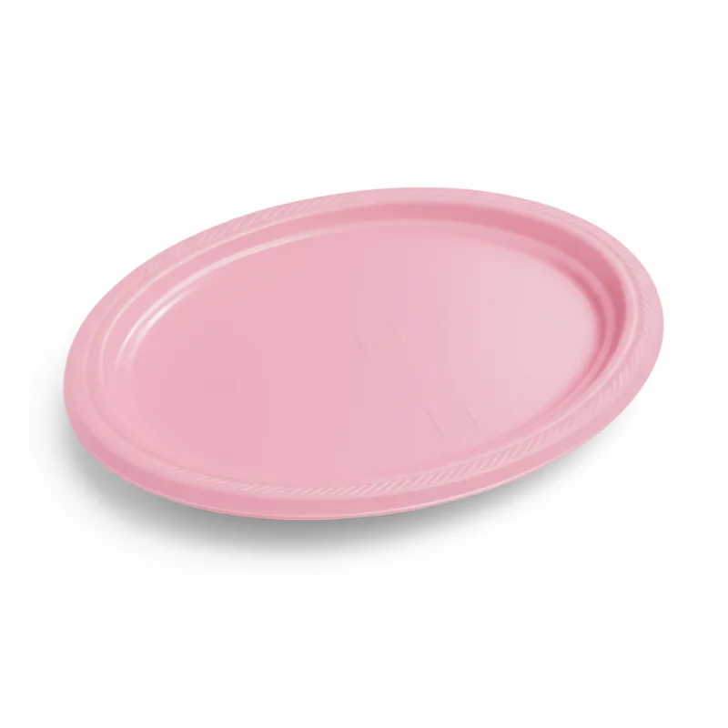Bandeja plástica ovalada rosada, 5 piezas, 30 cms