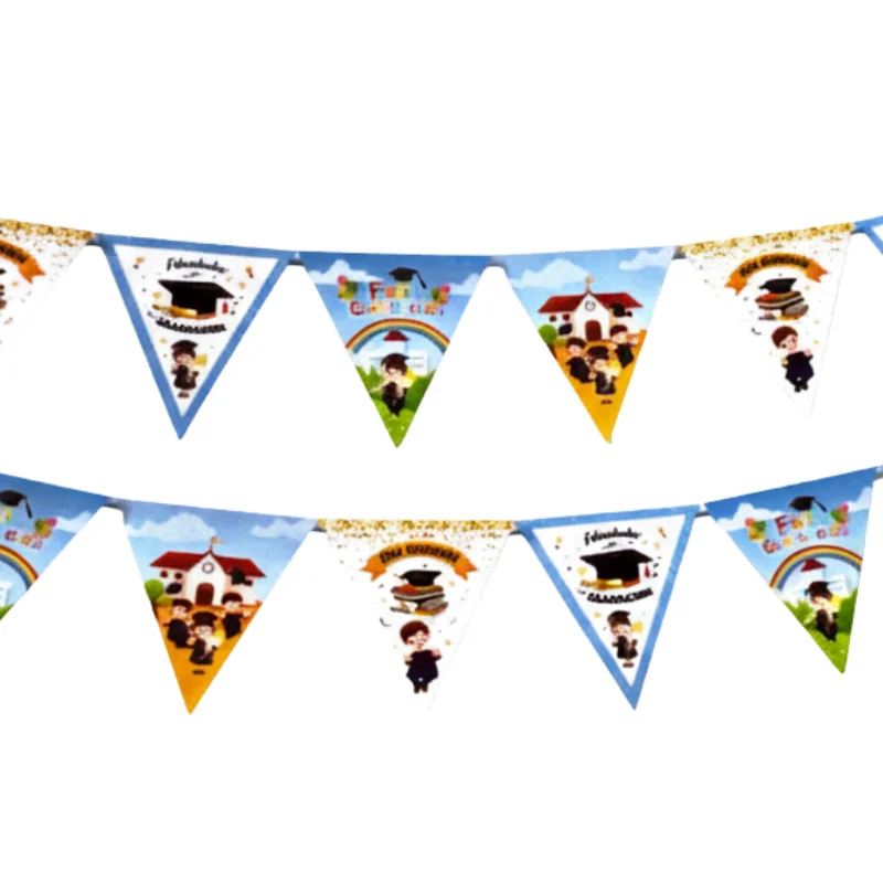 Banderín de graduación para niños — 14 piezas · 5 m · Cartulina
