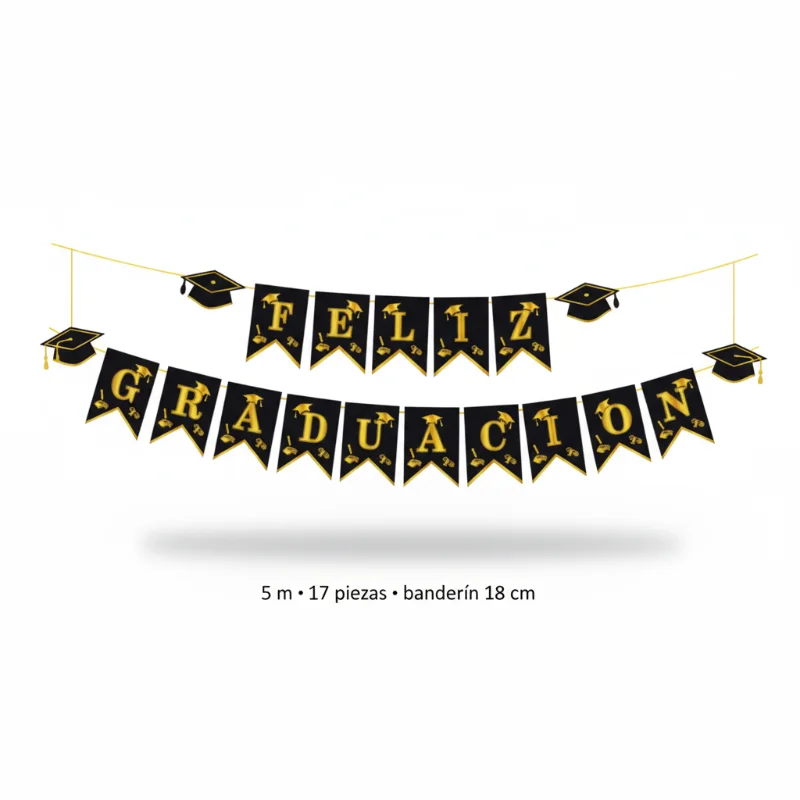 Guirnalda "Feliz Graduación" — 17 piezas · 5 m · Cartulina - Imagen 2