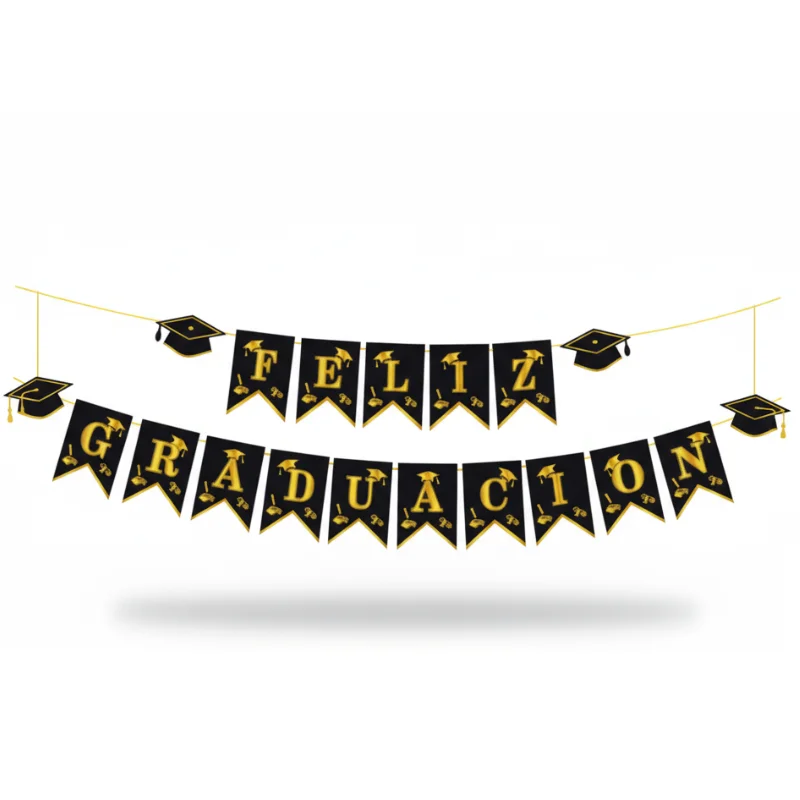 Guirnalda "Feliz Graduación" — 17 piezas · 5 m · Cartulina